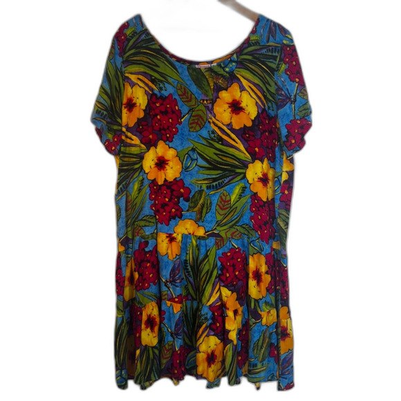 Pineapple Passion Colorful Bold Tropical All Over Print Aline Shift Dress Sz XL - Picture 9 of 9